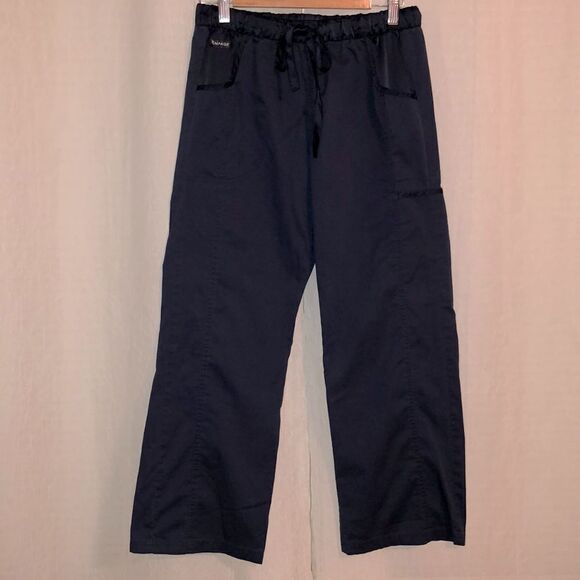Rampage MP Navy Satin Details Drawstring Cargo Scrub Pants - Picture 1 of 13